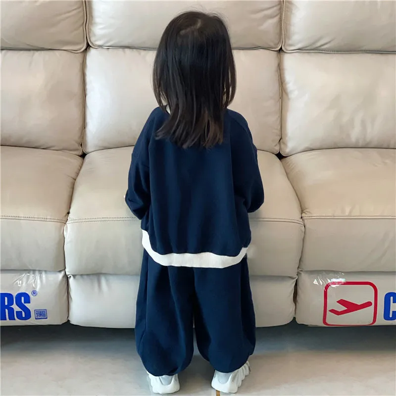 2 Pieces Set Baby Kid Unisex Letters Cartoon Tops And Solid Color Pants