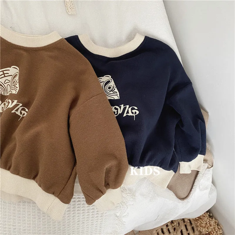 2 Pieces Set Baby Kid Unisex Letters Cartoon Tops And Solid Color Pants