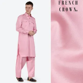 Azalea Pink Subtle Sheen Super Soft Premium Cotton Pathani Set