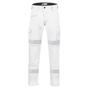 BAD ATTITUDE™ SLIM FIT WHITE NIGHT WORK PANTS WITH 3M TAPE