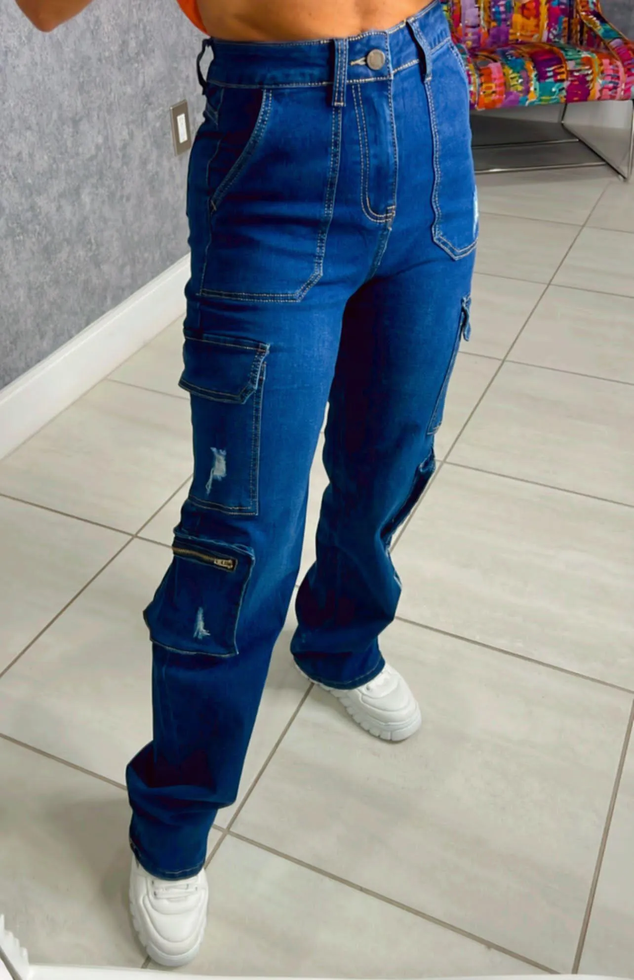 J590 Denim cargo pants