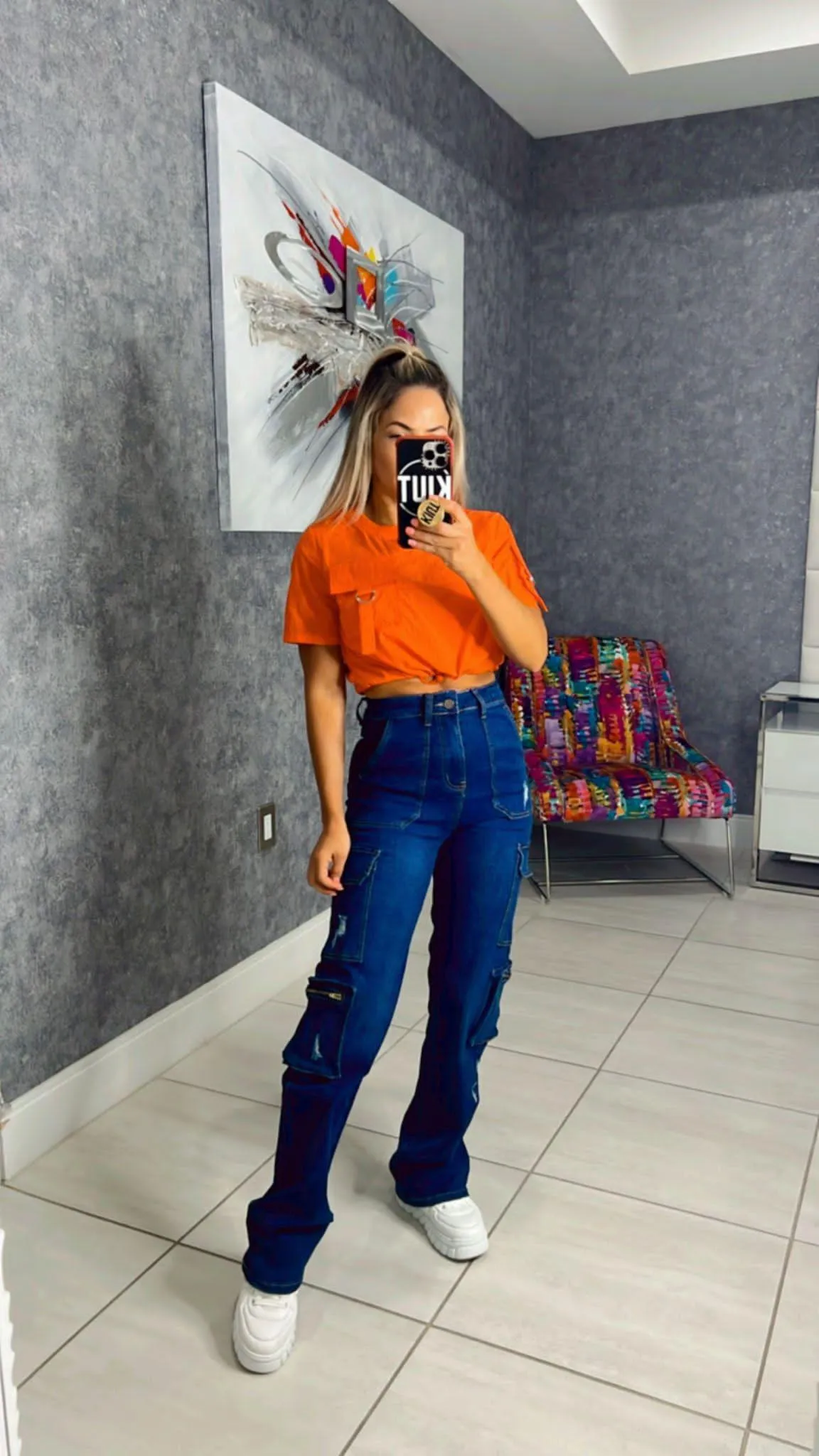 J590 Denim cargo pants