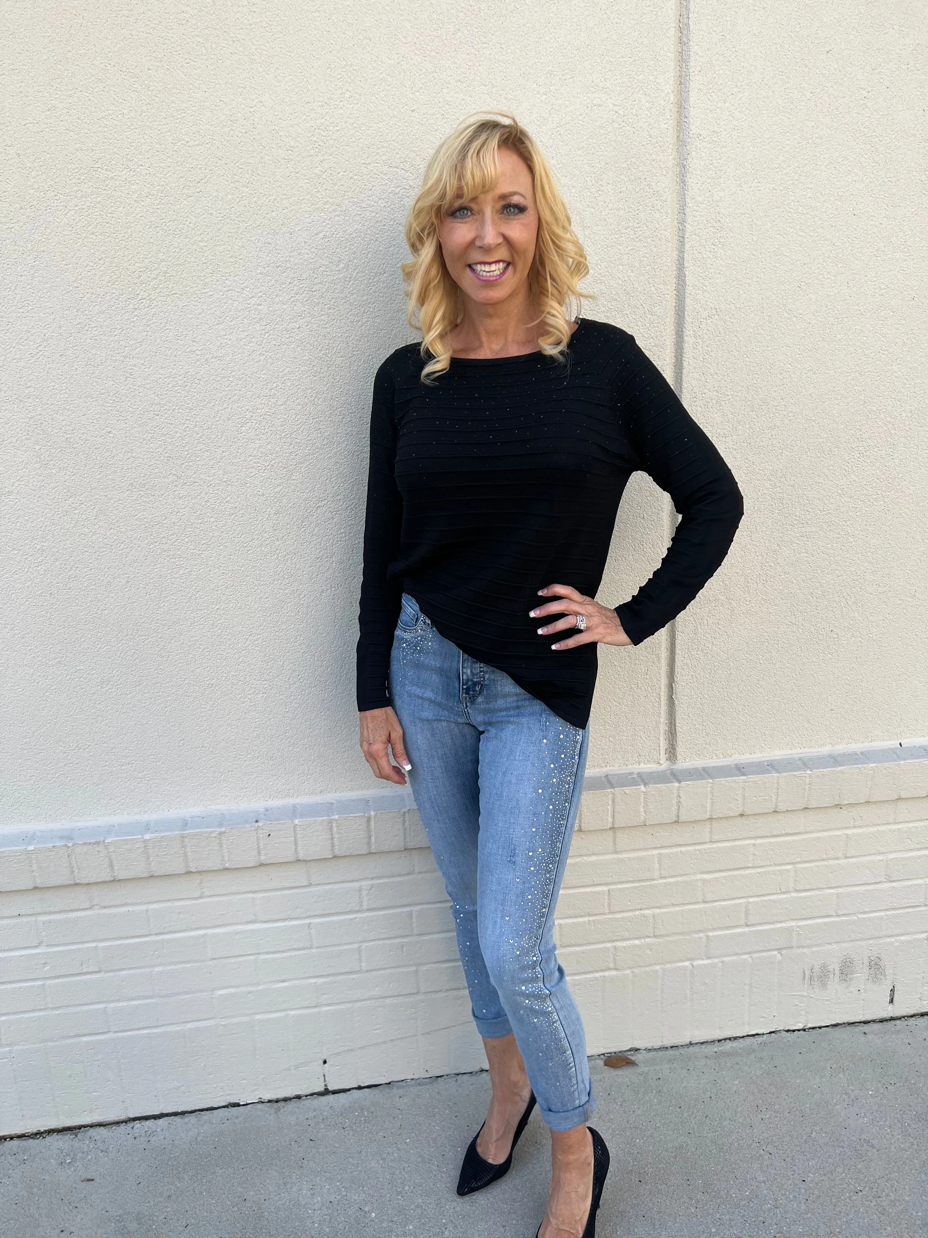 JOSEPH RIBKOFF 223955 Studded Sweater