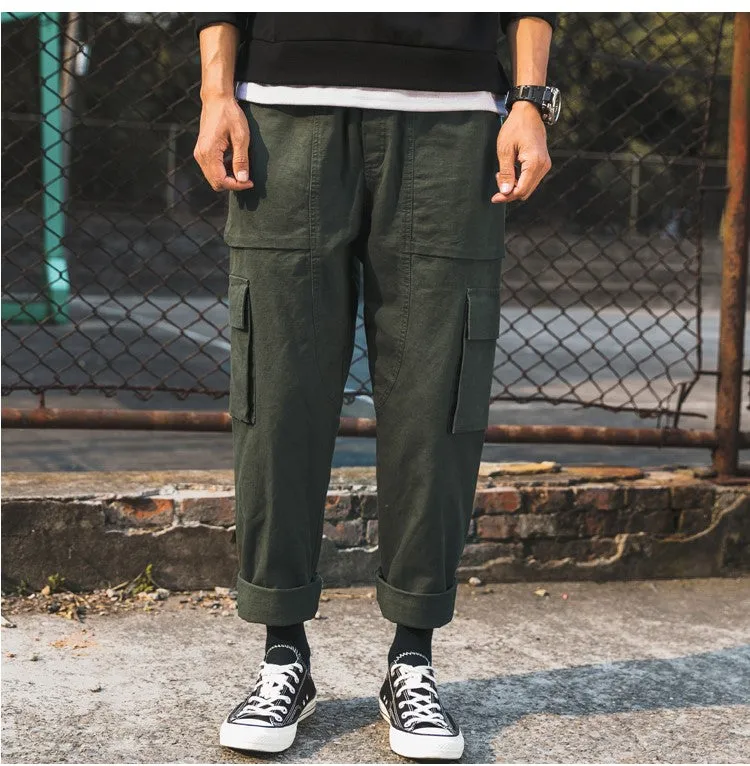 Men's Spring/Autumn Cotton Straight Loose Cargo Pants