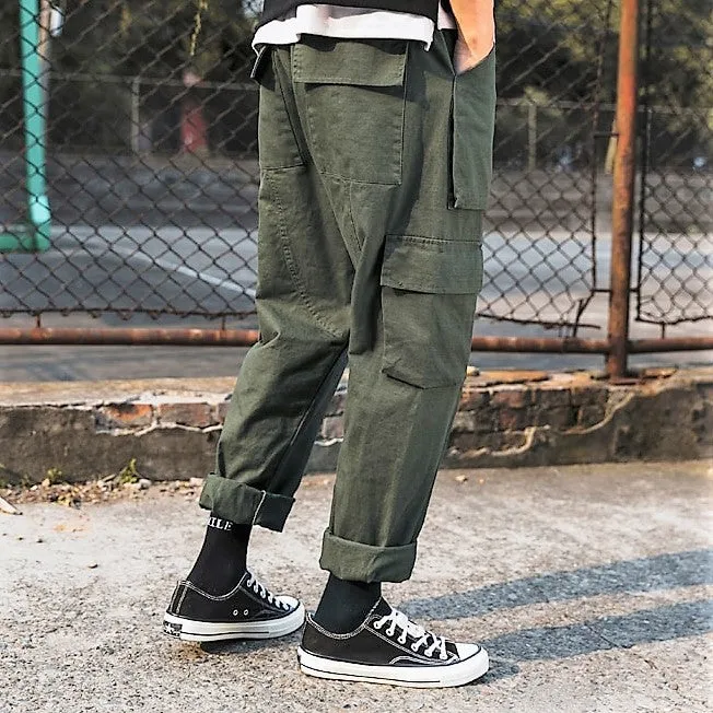 Men's Spring/Autumn Cotton Straight Loose Cargo Pants