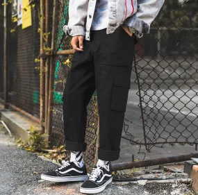 Men's Spring/Autumn Cotton Straight Loose Cargo Pants