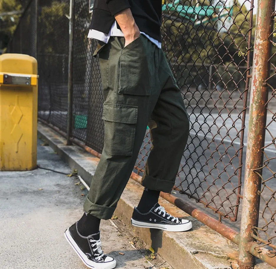 Men's Spring/Autumn Cotton Straight Loose Cargo Pants