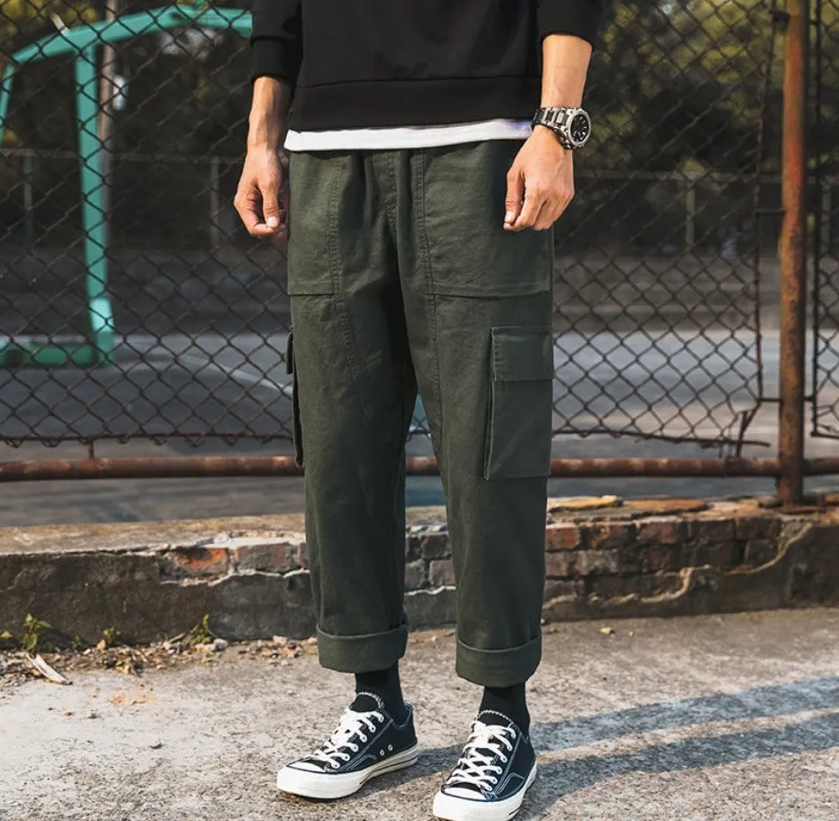 Men's Spring/Autumn Cotton Straight Loose Cargo Pants