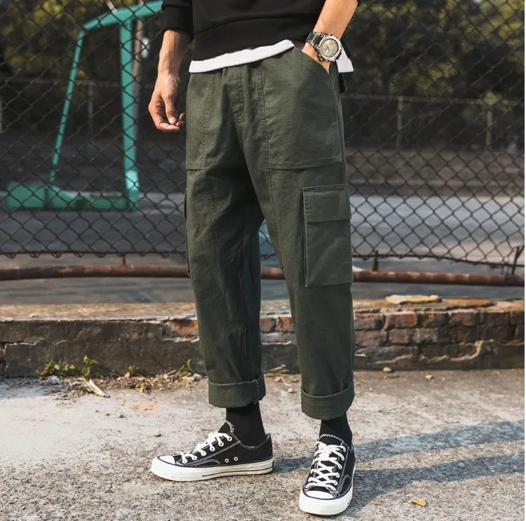 Men's Spring/Autumn Cotton Straight Loose Cargo Pants