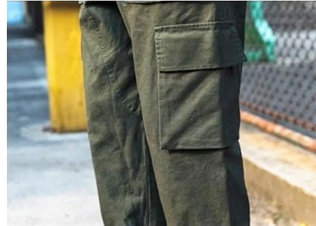 Men's Spring/Autumn Cotton Straight Loose Cargo Pants