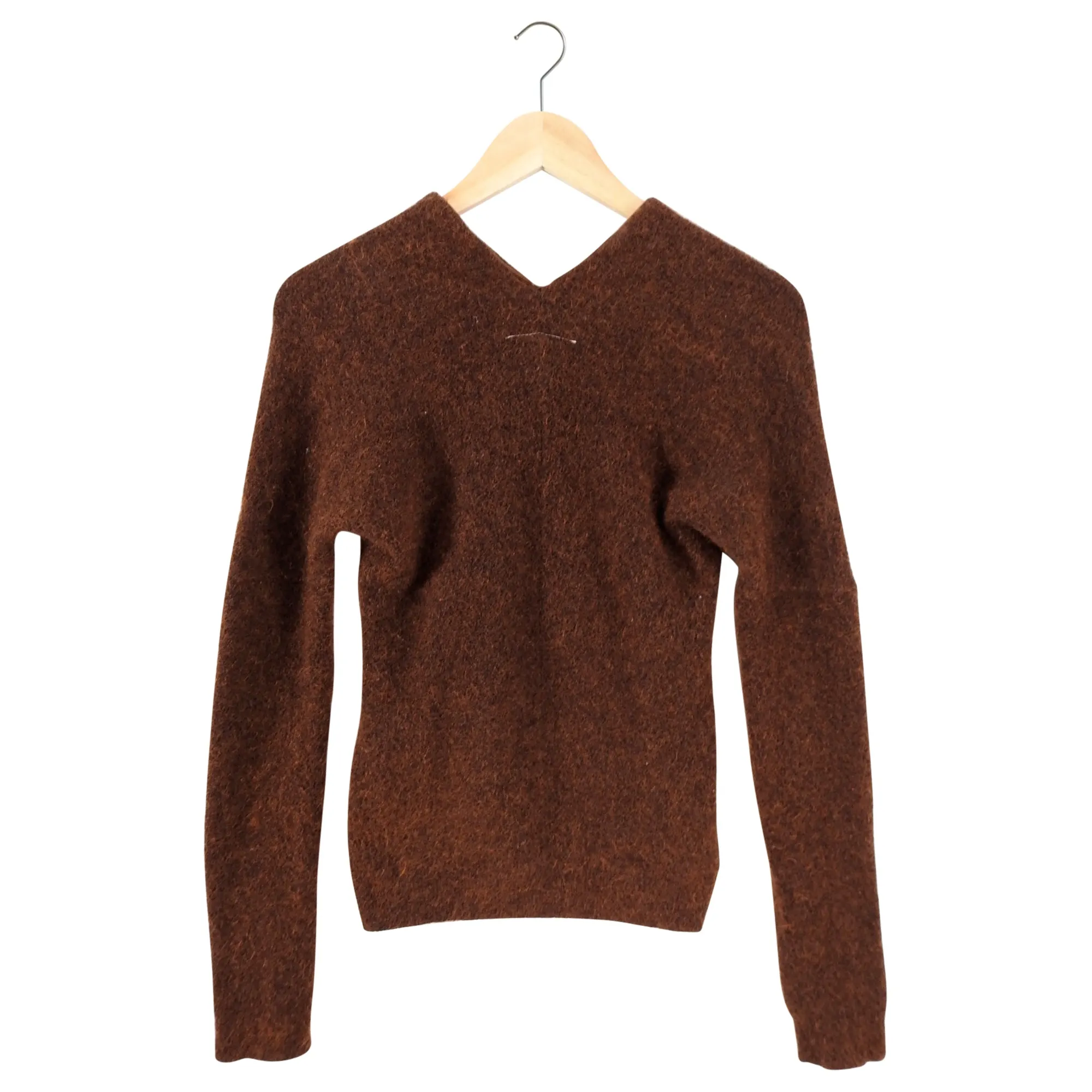 MM6 Maison Margiela Brown Zip Neck Mohair Sweater - S