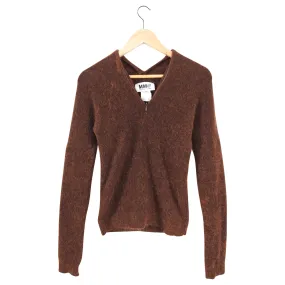 MM6 Maison Margiela Brown Zip Neck Mohair Sweater - S