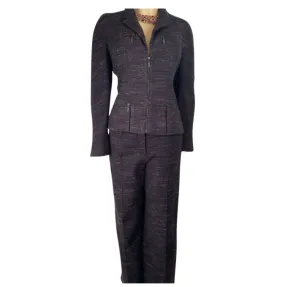Vintage Chanel 02A 2002 Autumn Wide Leg Blue Multicolor Jacket Pant Suit FR 42
