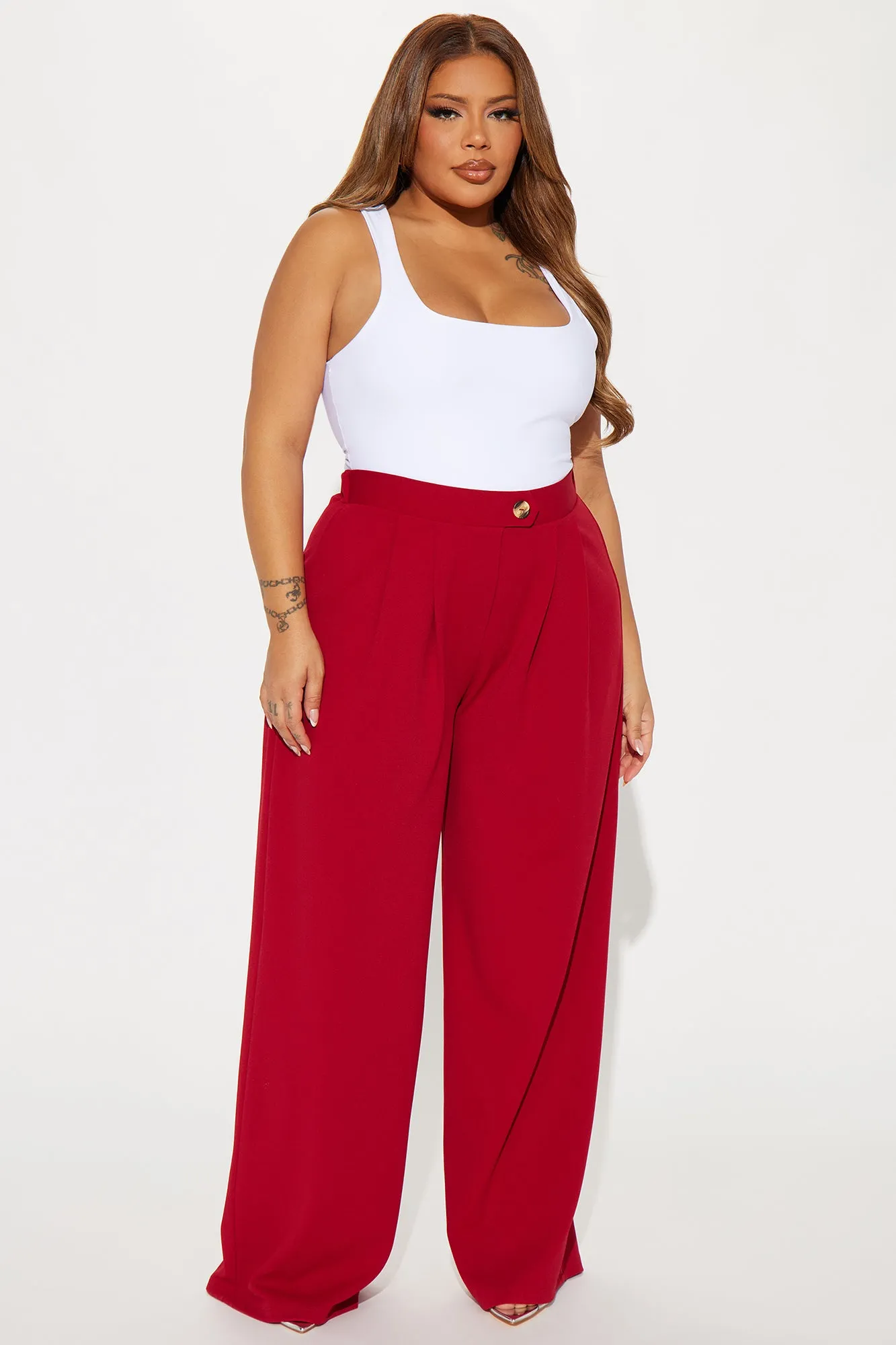 What Matters Most Wide Leg Trouser - Red