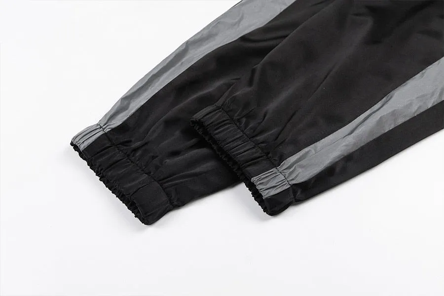 Women's Autumn/Winter High Waist Cargo Pants With Reflective Stripes